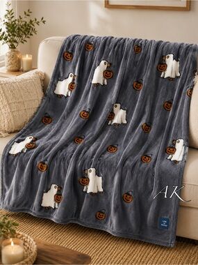 Life Is Good Dachshund Ghost Plush Halloween Throw Blanket 🐾 Doxie Wiener